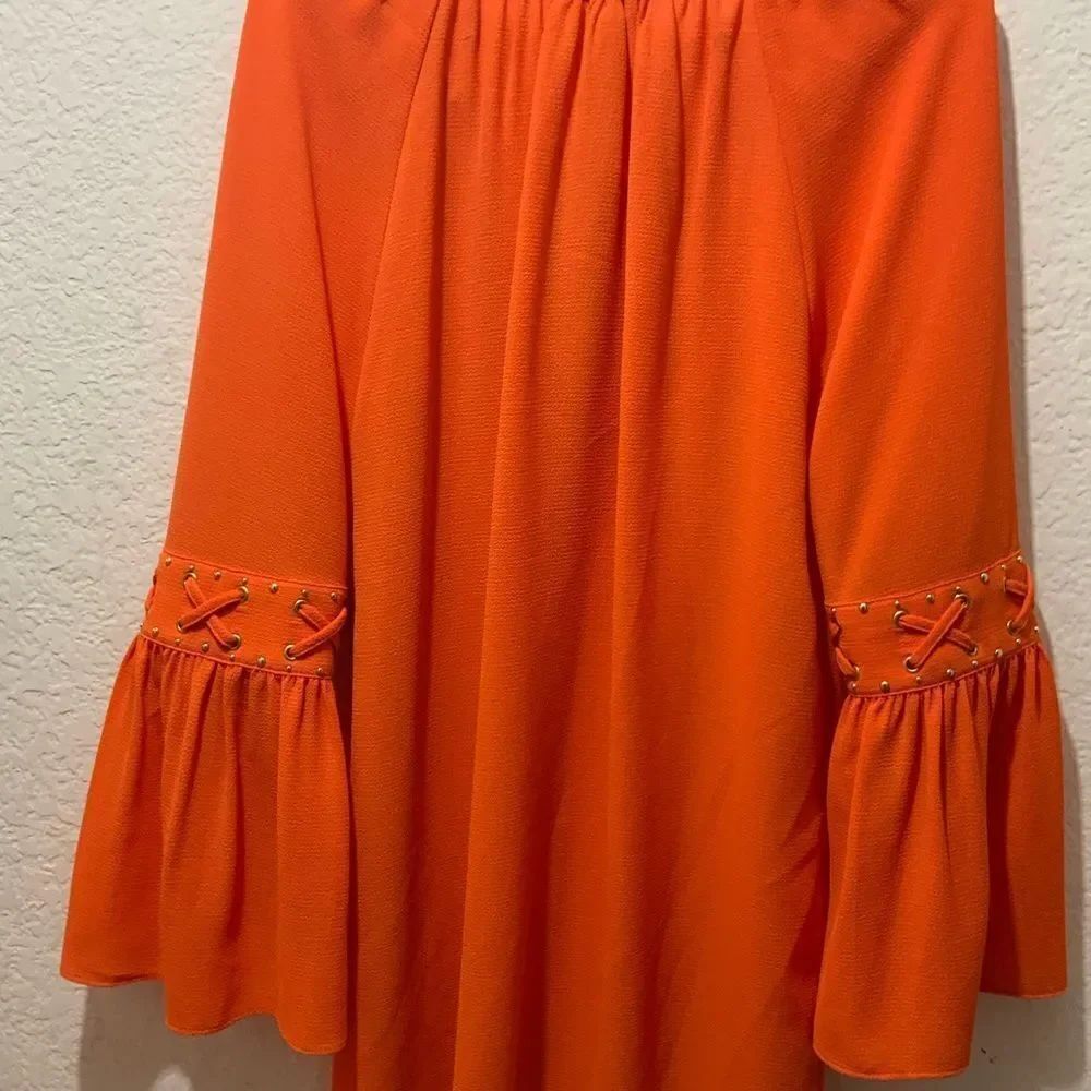 New Michael Michael Kors Orange V Neck Bell Sleeve Shift Blouse  Size X Small